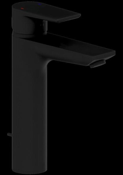 Miscelatore per lavabo Heinrich Schulte alpha_400 Z069003-00280 proiezione 145 mm, alto, con scarico, nero opaco