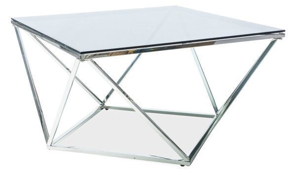 Tavolino Silver A in vetro fumé e acciaio – 80x80x45 cm