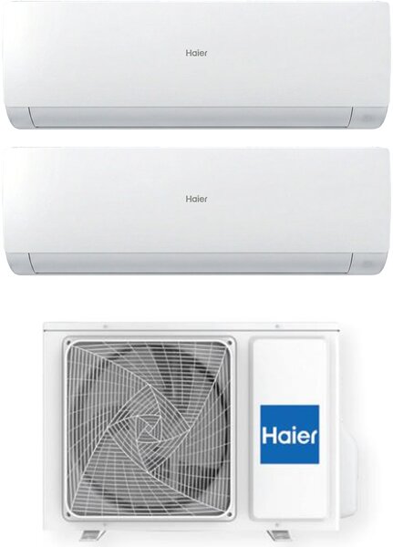 Haier Climatizzatore Dual Split Inverter 9000 + 9000 Btu Condizionatore con Pompa di Calore Classe A++/A+ Wifi (Unit Interna + Unit Esterna) - AS