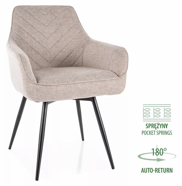 Sedia Servio Velvet grigia con auto-return – 55x45x88 cm