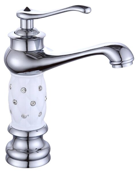 Rubinetto per lavabo, montaggio a vista, miscelatore monocomando, bianco argento