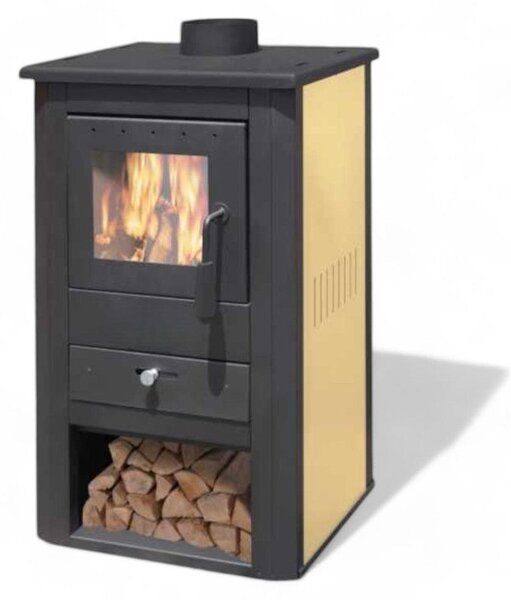 Stufa a legna 10,7 Kw in acciaio 50x41xH86 cm avorio