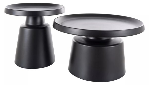 Set tavolini Rodos in metallo nero opaco – Ø70/50 cm