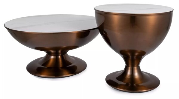 Set tavolini Salsa in ceramica effetto marmo – Ø75 cm