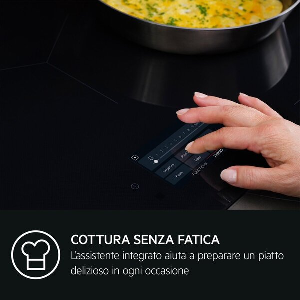 Aeg Piano Cottura Induzione 5 Fuochi Larghezza 80 cm in Vetroceramica colore Nero - NIG85M30AB Serie 8000 Sense Boil+Fry