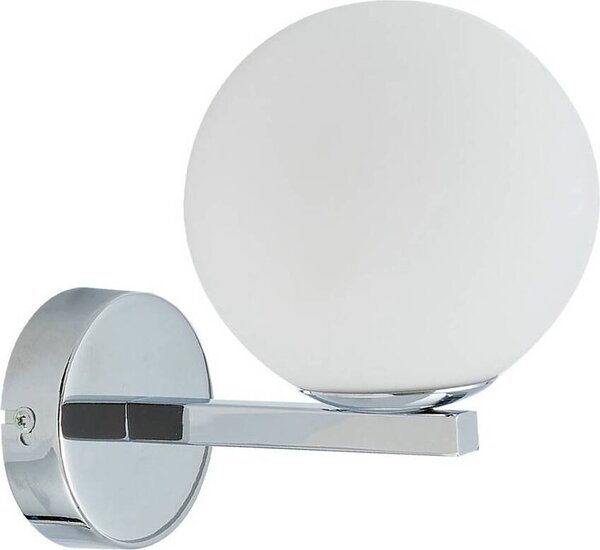 Lucande applique Bidolo, colore cromo, vetro, Ø 12 cm, IP44