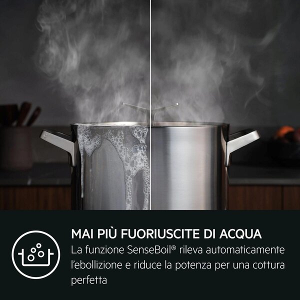 Aeg Piano Cottura Induzione 5 Fuochi Larghezza 80 cm in Vetroceramica colore Nero - NIG85M30AB Serie 8000 Sense Boil+Fry