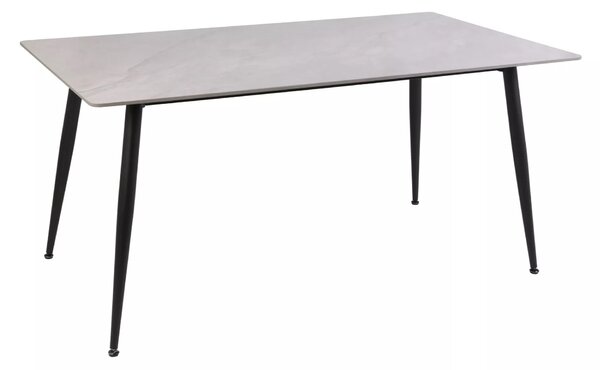 Tavolo Rion 130 in ceramica grigio lucido e metallo nero – 130x70x76 cm