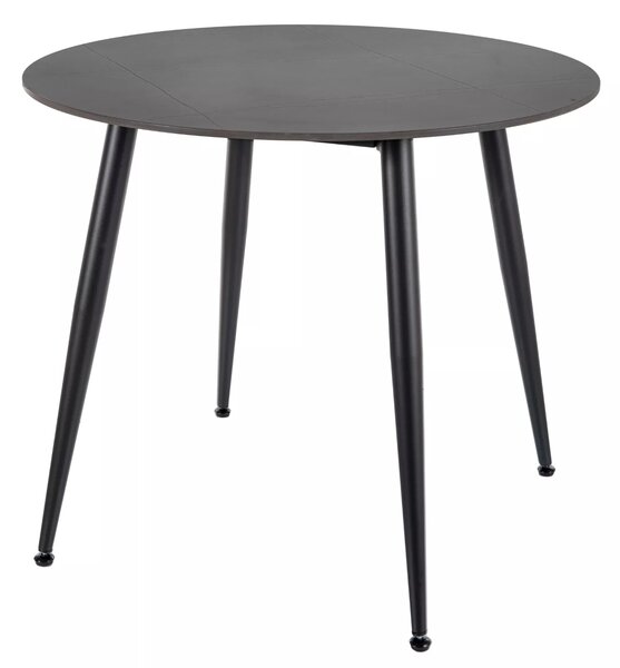 Tavolo Rion rotondo in ceramica nera opaca e metallo nero – Ø90x76 cm