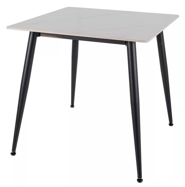 Tavolo Rion 80 in ceramica bianca lucida e metallo nero – 80x80x76 cm