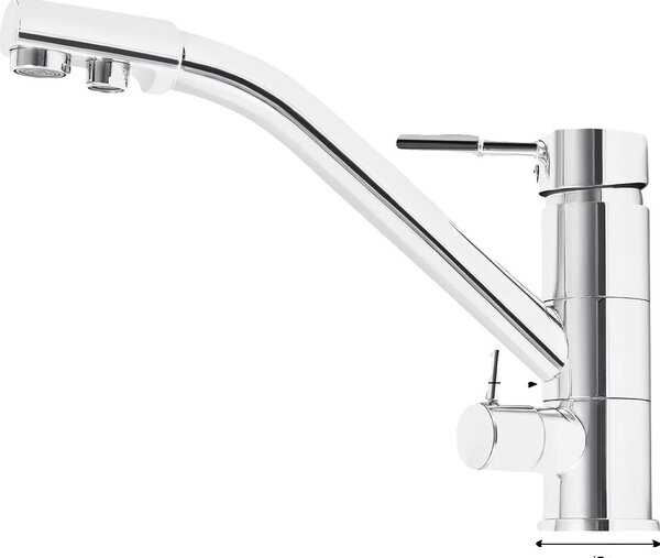 Rubinetto da cucina, funzionalità 3 in 1, bocca orientabile a 360°, argento, G3/8