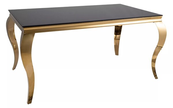 Tavolo Prince in vetro nero e acciaio dorato – 150x90x75 cm