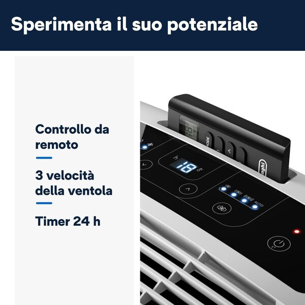 De Longhi Pinguino Condizionatore Portatile 9400 Btu/h Climatizzatore Classe A Funzione Deumidificatore Timer - PAC EM82