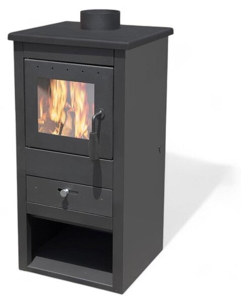 Stufa a legna 11 kw in acciaio 43x41xH86 cm con maniglia a snodo