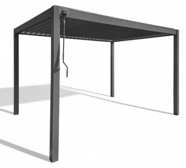 Pergola bioclimatica 3x3 in alluminio con doppia lamella frangisole orientabili e resistenti a tutte le intemperie - Antracite