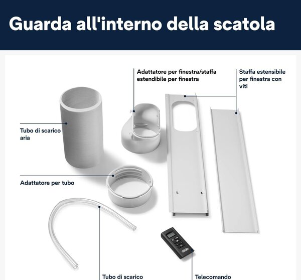 De Longhi Pinguino Condizionatore Portatile 9400 Btu/h Climatizzatore Classe A Funzione Deumidificatore Timer - PAC EM82