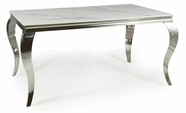Tavolo Prince Ceramic in ceramica Calacatta e acciaio cromato – 180x90x75 cm