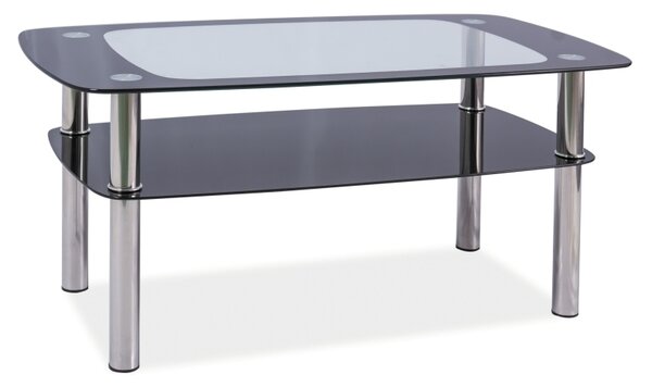 Tavolino Rava C in vetro temperato e metallo cromato – 100x60x55 cm