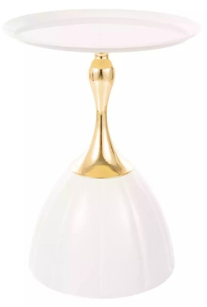 Tavolino Piana bianco e oro – Ø38x50 cm