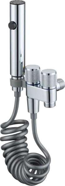 INF Compagno Mini WC in Acciaio Inox valvola angolare doppia uscita doccetta a mano con nucleo in Vetroceramica D'argento