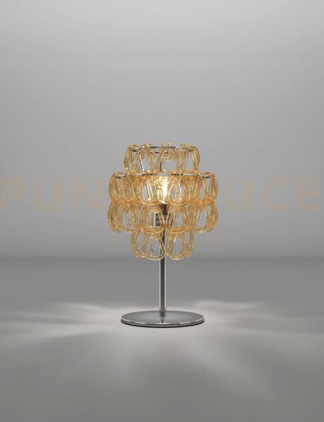Minigiogali lampada da tavolo cristallo ambra montatura cromo lucid
