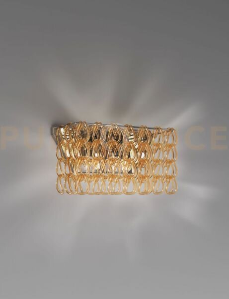 Minigiogali applique a parete 2 cristallo ambra montatura cromo luc