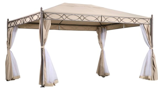 Gazebo da esterno 3x4 mt in acciaio e poliestere con zanzariera perimetrale Joseline