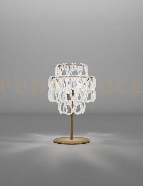Minigiogali lampada da tavolo bianco montatura bronzo opaco 1 luce 