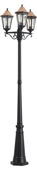 Lanterna da esterno classica nera con rame 220 cm 3 luci IP44 - Havana