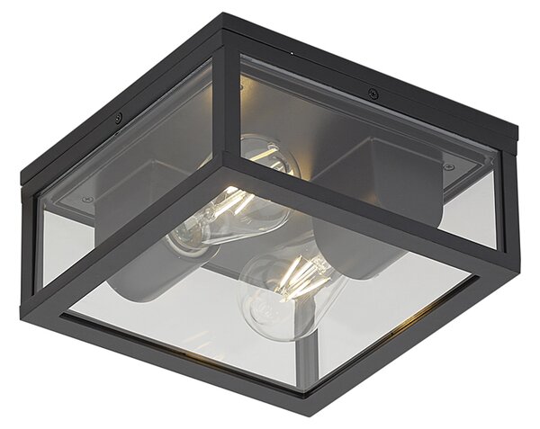Plafoniera da esterno industriale nera con sensore di movimento e crepuscolare IP44 - Charlois