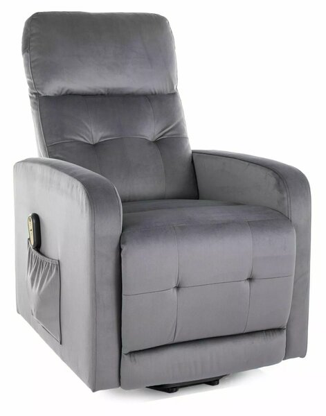 Poltrona reclinabile Otus II Velvet grigio – 66x92–144x100 cm