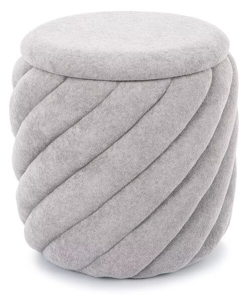 Pouf Pelaro grigio chiaro con contenitore – Ø42x41 cm