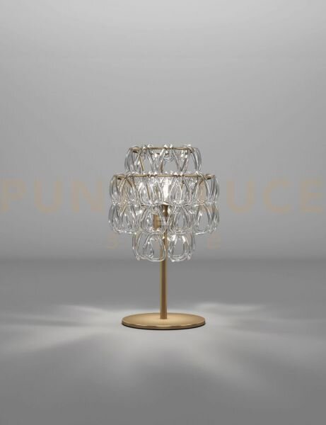 Minigiogali lampada da tavolo cristallo trasparente montatura bronz