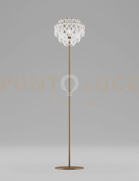 Minigiogali lampada da terra bianco montatura bronzo opaco 1 luce a
