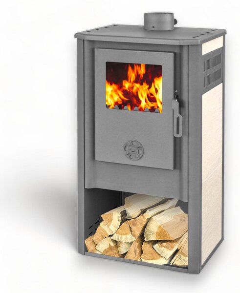 Stufa riscaldamento a Legna con rivestimento in maioliche 7,2 kw - Beige