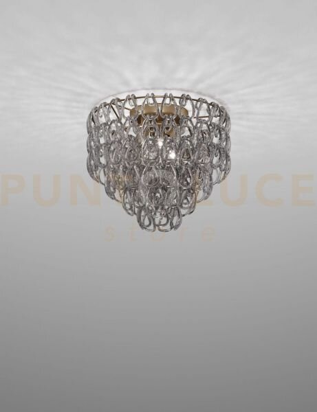 Minigiogali lampadario a soffitto 50 cristallo fume' montatura bron