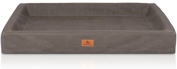 Knuffelwuff letto ortopedico per cani Austin in Pelle finta XL 105 x 80 cm marrone-grigio