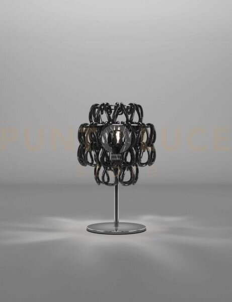 Minigiogali lampada da tavolo nero montatura cromo lucido 1 luce at