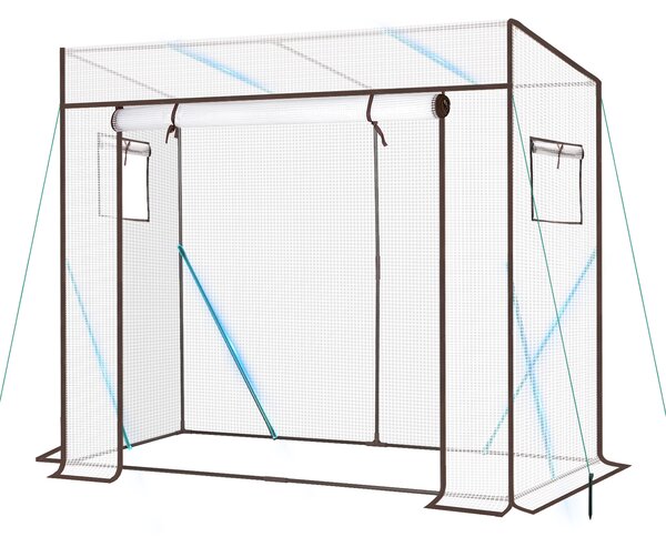 Serra a tetto inclinato Sekey 200 x 77 x 170 cm, serra per pomodori con struttura rinforzata, bianco