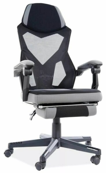 Sedia da ufficio Q-939 nera e grigia con poggiapiedi – 56x48x108 cm
