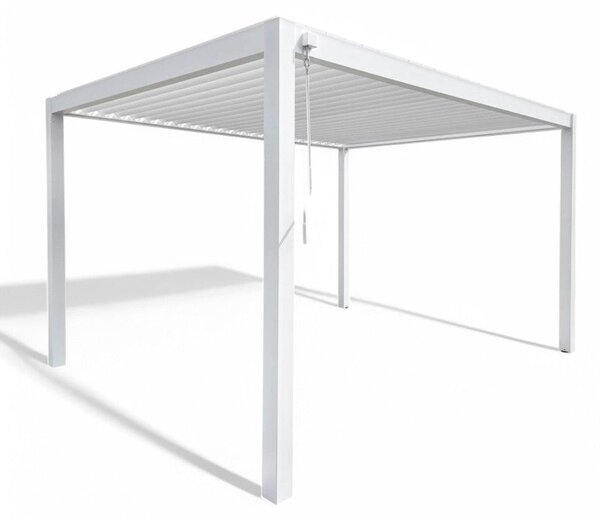 Pergola bioclimatica 3x3 in alluminio con doppia lamella frangisole orientabili e resistenti a tutte le intemperie - Bianco