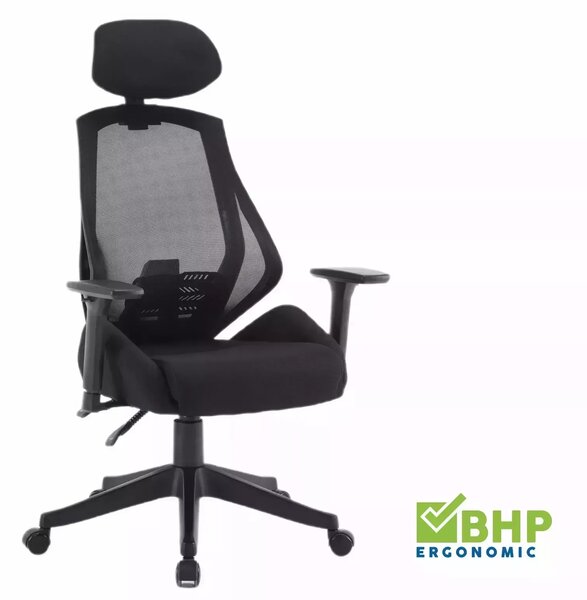 Sedia da ufficio ergonomica Q-406 M nera – 67x52x102 cm