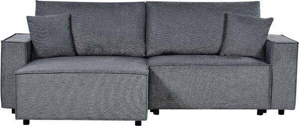 BELIANI Divano letto angolare destro grigio scuro imbottito in poliestere 3 posti a L con cuscini Funzione letto Stile moderno Soggiorno