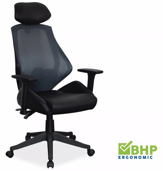 Sedia da ufficio ergonomica Q-406 nera – 67x52x102 cm