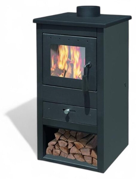 Stufa a legna 13 kw 44x45xH94 cm con bocca di scarico