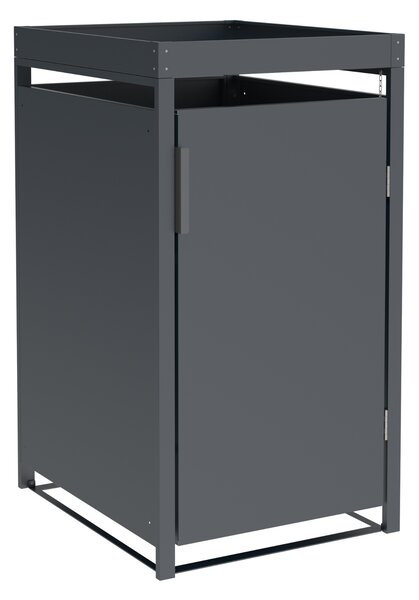 DEGAMO Box per bidoni della spazzatura ULM 68x80x124 cm con fioriera, 240 litri, acciaio antracite