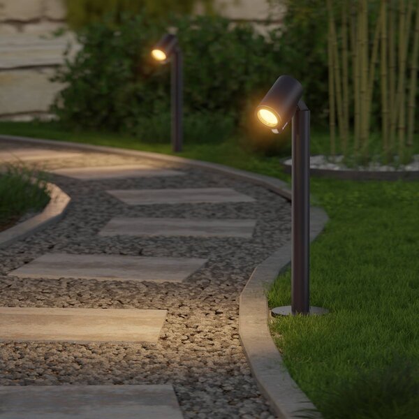 STEINEL Lampioncino LED Way C, nero, alluminio, IP65, RGBWW dimmerabile, Nero, Alluminio, Moderno, Lampada LED da esterni