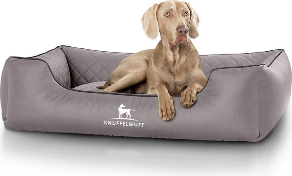 Knuffelwuff Letto ortopedico per cani Madison in Pelle finta trapuntata al laser XL 105 x 75 cm Grigio