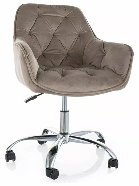 Sedia da ufficio Q-190 Velvet in velluto beige scuro – 60x44x80 cm