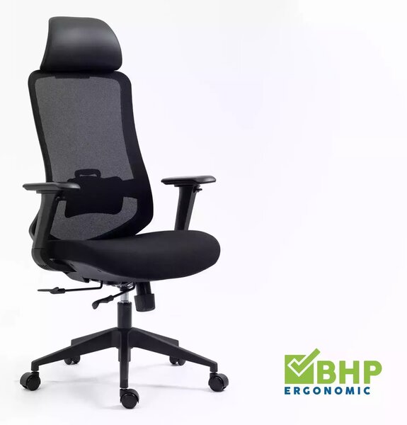 Sedia da ufficio Ergon ergonomica in nero – 64x49-54x112 cm